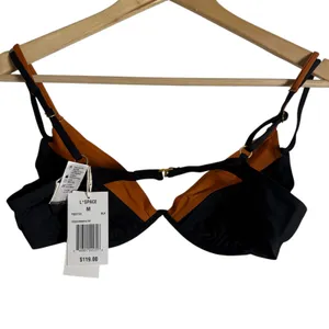 L*Space Fused Zendaya Bikini Swim Top Black Brown Sienna Layered Size M thumbnail 4