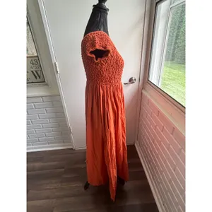 Free People All Eyes on You Maxi Dress Medium Boho Smocked prairie flattering thumbnail 4