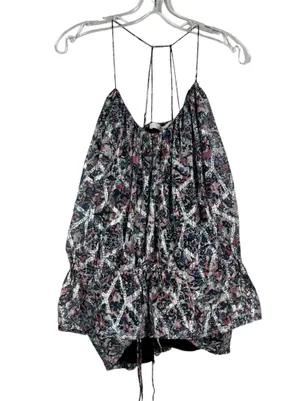 IRO Elsa Metallic Strappy Back Silk Metallic Material Bubble Waist Tank Top 36 4 thumbnail 1