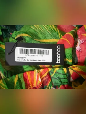 Boohoo Beach Green Tropical Cutout Maxi Dress with Pink & Orange Floral Print thumbnail 7