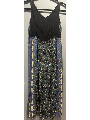 Angie Women’s Small Boho Midi Dress Romantic Smocked Peasant Style festival thumbnail 4
