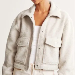 Abercrombie & Fitch Cropped Sherpa Boucle Teddy Jacket thumbnail 1