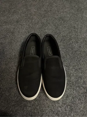 Topshop Black Slip-On Platform Sneakers with White Sole thumbnail 2