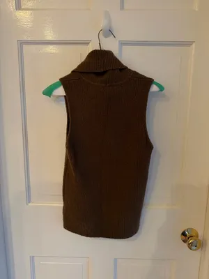 Splendid x Cella Jane Brown Cowl Neck Sweater Vest thumbnail 3