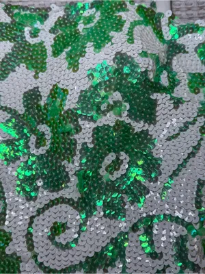 Jovani Size 10 Green And White Floral Full Length Sequin Prom Homecoming Straps thumbnail 3