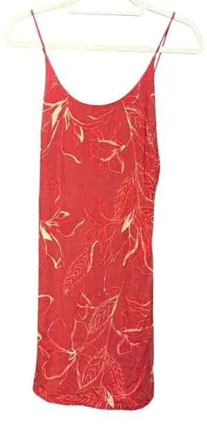 Free People Soft‎ Red Floral Slip Dress Lightweight Sz M thumbnail 1