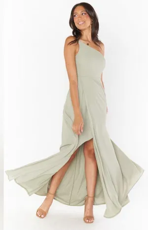 Show me your mumu Shannon one shoulder bridesmaid dress in moss green thumbnail 2