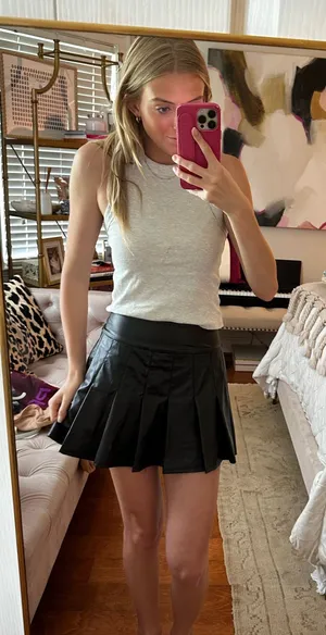 Aerie black faux leather skirt thumbnail 1