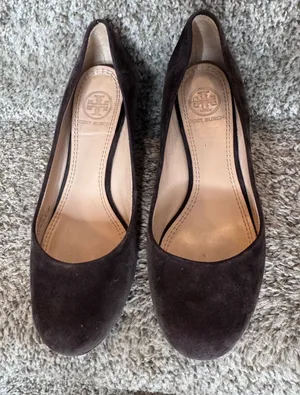 TORY BURCH Astoria Brown Suede Wedge Heels Size‎ 6.5 Leather Soles thumbnail 1