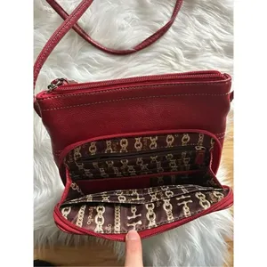 Tignanello Red Crossbody purse real leather 8x9 thumbnail 2