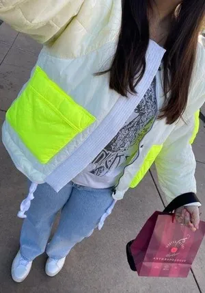 FREE PEOPLE Outta Left Field Jacket in Neon Green Size Small thumbnail 1