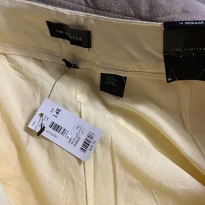 The Limited Pale Yellow 100 % Linen Drawstring Chinos Size‎ 14 NEW Cuffed Ankle thumbnail 6