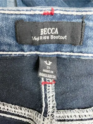 True Religion Becca Jeans Sz 31 Mid Rise Bootcut Flap Pocket Dark Wash Stretch thumbnail 12
