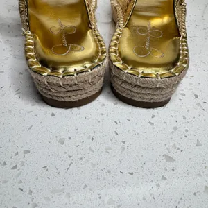 Jessica‎ Simpson Chandria Gold Metallic Snake Rhinestone Espadrille Sandals 10 thumbnail 5