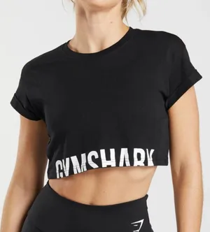 Gymshark Fraction Crop Top in Black/White thumbnail 1