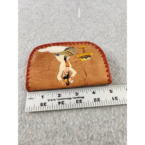 Vtg Handmade MANDALAY BURMA Leather Wallet Change Coin Purse Burmese‎ souvenir thumbnail 8