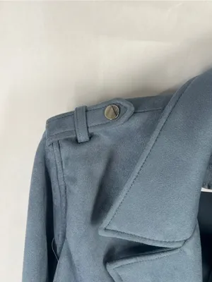 Magaschoni Dusty Blue Faux Suede Open Front Moto Jacket XL thumbnail 4