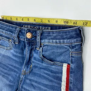Jorts American Eagle Next Level Stretch X Shorts Denim Jean Red White Stripe 2 thumbnail 5