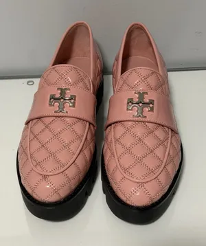 Tory Burch Blush Quilted Leather Loafers with Logo Accent thumbnail 1