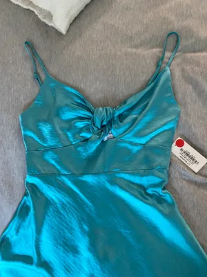 Angel Biba NWT Aqua Satin Dress thumbnail 1