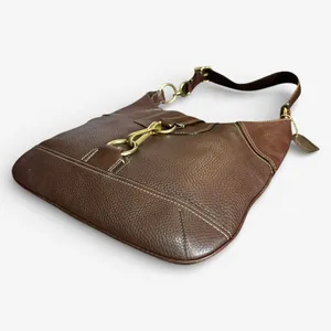 Coach Hamptons Clip Leather Hobo Bag Brown Pebbled Brass Y2K Shoulder Bag 10210 thumbnail 5