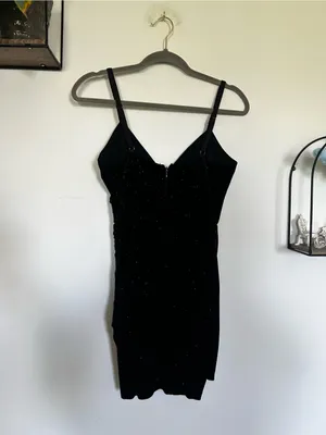 Cosmopolitan‎ Dress the Population Black Sequin Sparkle Mini Dress Size Small thumbnail 2
