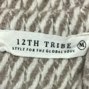 12th Tribe Women's White Wool Long Sleeve Zip Up Collared Outerwear Jacket Sz M thumbnail 3