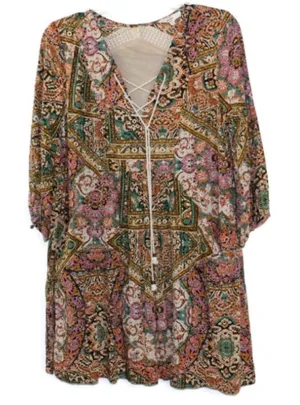 💵 S ENTRO Gypsy Boho Tunic Top Blouse Mini Dress‎ thumbnail 1