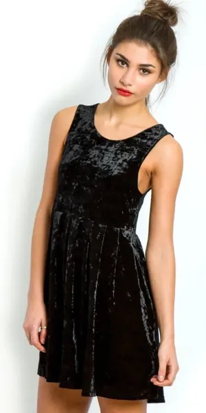 Minkpink Clean Little Black Velvet‎ Dress Sheer thumbnail 1