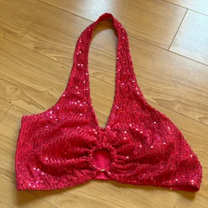 ELQUCHOU PINK SEQUIN CROP TOP Size M thumbnail 1