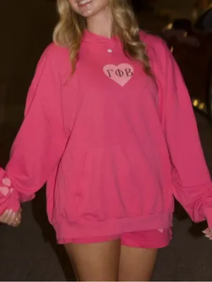 Hot Pink Gamma Phi Beta Hoodie and Shorts Set thumbnail 1
