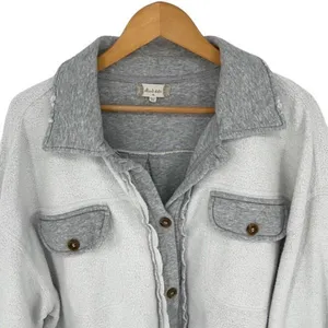 Altar’d State Women’s Reversed Sweatshirt Medium Gray Button Up Flannel Casual C thumbnail 2