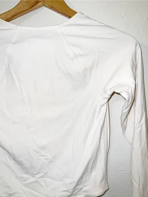 All in motion Off White Long Sleeve Square Neck Corset Active Crop Top thumbnail 7