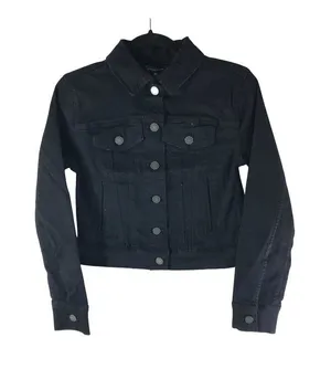 Universal Standard Kelsey Denim Jacket Cropped Black 4XS US 00-0 thumbnail 1
