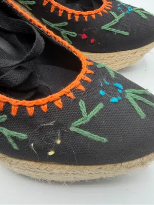 Vintage Y2K Juicy Couture Floral Embroidered Espadrille Wedges Womens 9 thumbnail 9