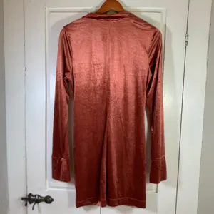 Free People‎ Rust Velvet Ruched Button Down Mini Dress Fall Medium Bodycon Party thumbnail 8