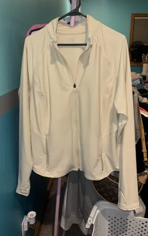 Old Navy Active Powersoft Cream Athletic Jacket  thumbnail 1