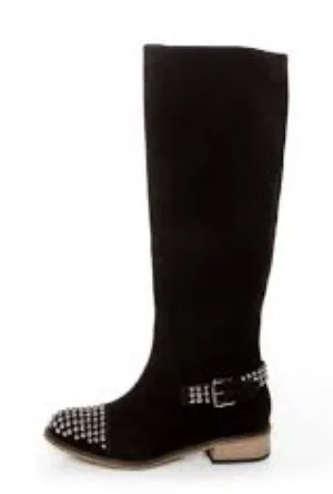 Kelsi Dagger tall black suede boots studded silver women’s size‎ 8 punk goth thumbnail 1