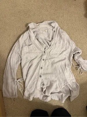 We The Free Washed Light Gray Button-Up Tunic thumbnail 2