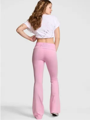 🎀🍭PINK x LoveShackFancy Foldover Flare Leggings Pink Lollipop Coquette Girl XL thumbnail 8