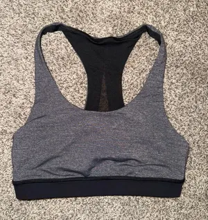 Lululemon Invigorate Bra Heathered Black Grey Mesh Back thumbnail 1