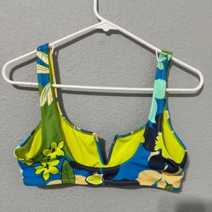 Aerie Real Good UPF 50 Tropical Floral Scoop V-Wire Bikini Bra M‎ Multicolor NEW thumbnail 3