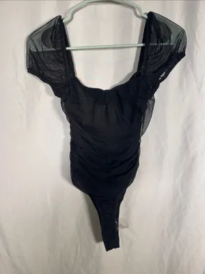 Princess Polly Womens Dostan Bodysuit Black New 4/Small thumbnail 5
