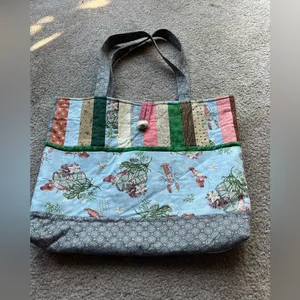 Coastal Grandmother Quilted Lobster Patchwork Tote Handmade thumbnail 3
