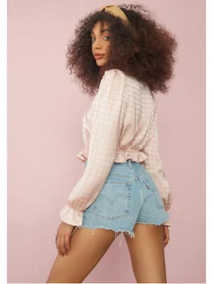 Sugar Thrillz Rose Cup Of Tea Satin Tie Front Crop Top Size M (18” PTP) NWT thumbnail 9