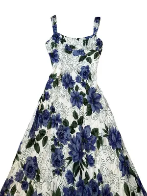 Vintage Floral Midi Dress Sequin Beaded 90s Y2K Feminine Cottagecore Party thumbnail 6