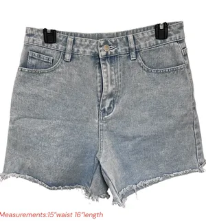 Women's Light Blue Denim Jean Shorts with Frayed Hem thumbnail 1