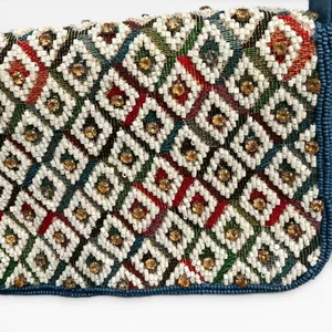 Anthropologie Fiona Beaded Bag Geometric Edition Moody‎ Flower Teal Blue New thumbnail 5