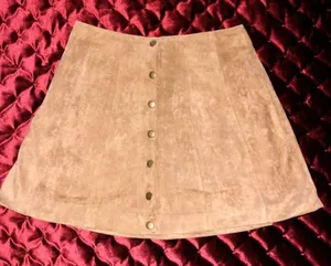 Button Up Suede Skirt Tan thumbnail 2