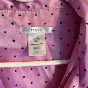 Victorias Secret Pink PJ set. Long sleeve, long pants. Pink with black stars 2x thumbnail 4